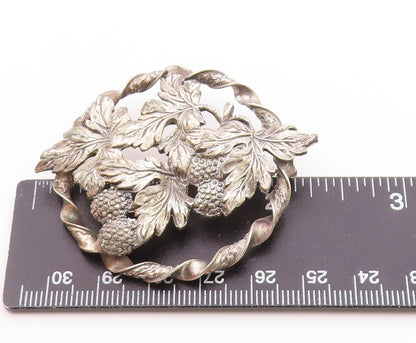925 Sterling Silver  Vintage Antique Grape Vine Floral Twist Brooch Pin BP8290