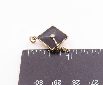 925 Sterling Silver  Vintage Black Onyx Graduation Cap Motif Pendant  PT18972