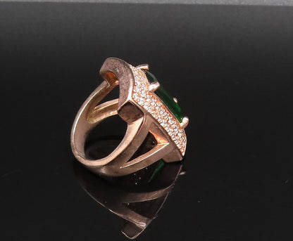 925 Silver  Vintage Rose Plated Emerald & Topaz Statement Ring Sz 8  RG25849
