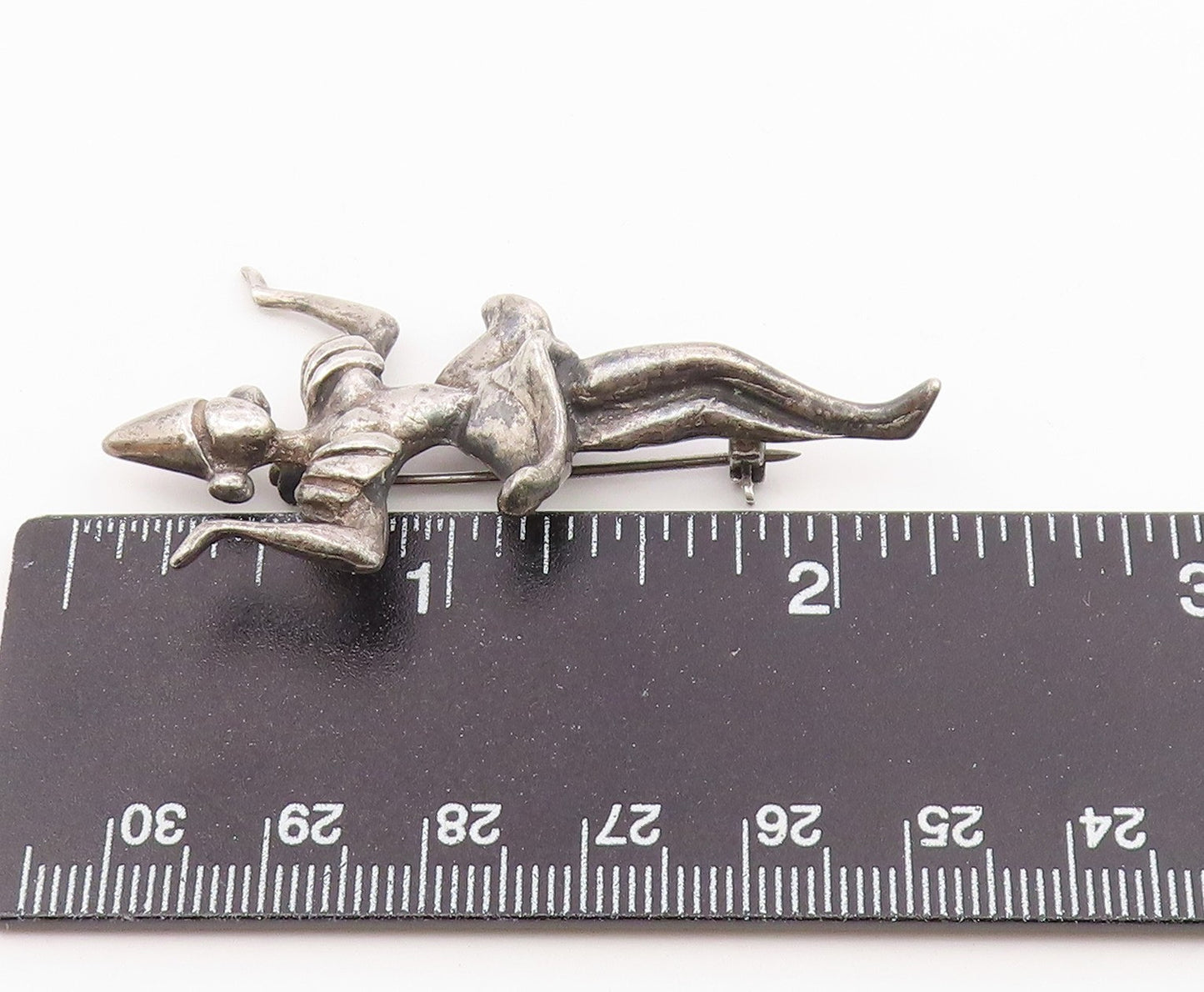 925 Sterling Silver  Vintage Carved Dancing Birthday Girl Brooch Pin  BP10337