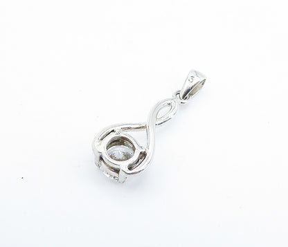 925 Sterling Silver  Cubic Zirconia Infinity Twist Petite Drop Pendant  PT4882