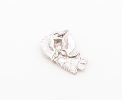 925 Sterling Silver  Vintage Carved Angel With Praying Hands Pendant  PT21066