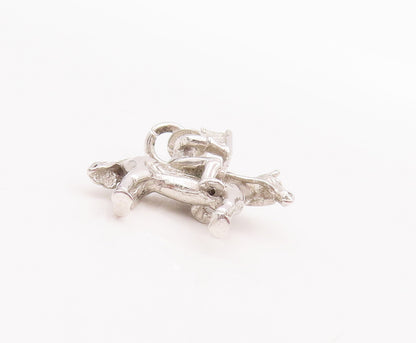 925 Sterling Silver Vintage Pendant 3D Carved Soldier With Flag On Horse PT23047