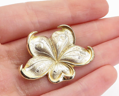 GORHAM 925 Sterling Silver  Vintage Shiny Detailed Flower Brooch Pin  BP2850
