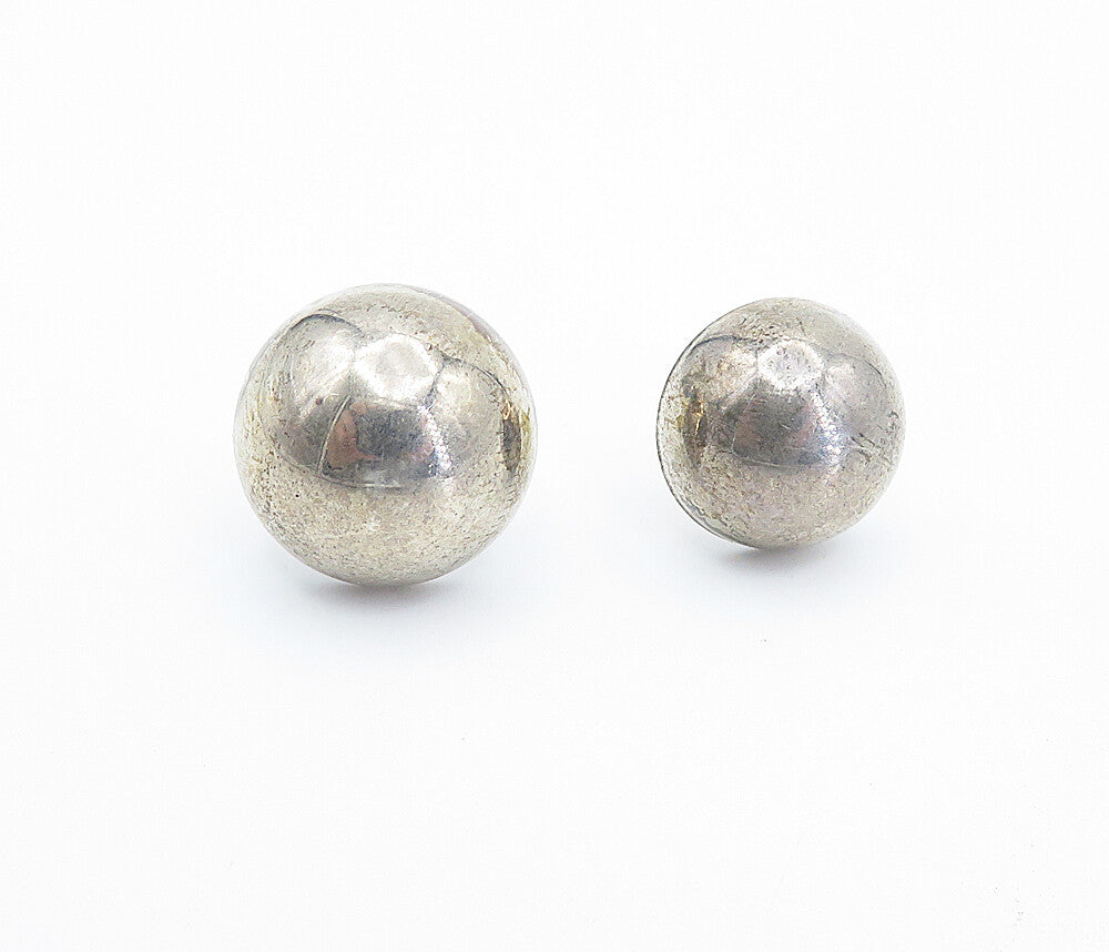 925 Sterling Silver & 14K GOLD  Vintage Shiny Round Dome Stud Earrings  EG2139