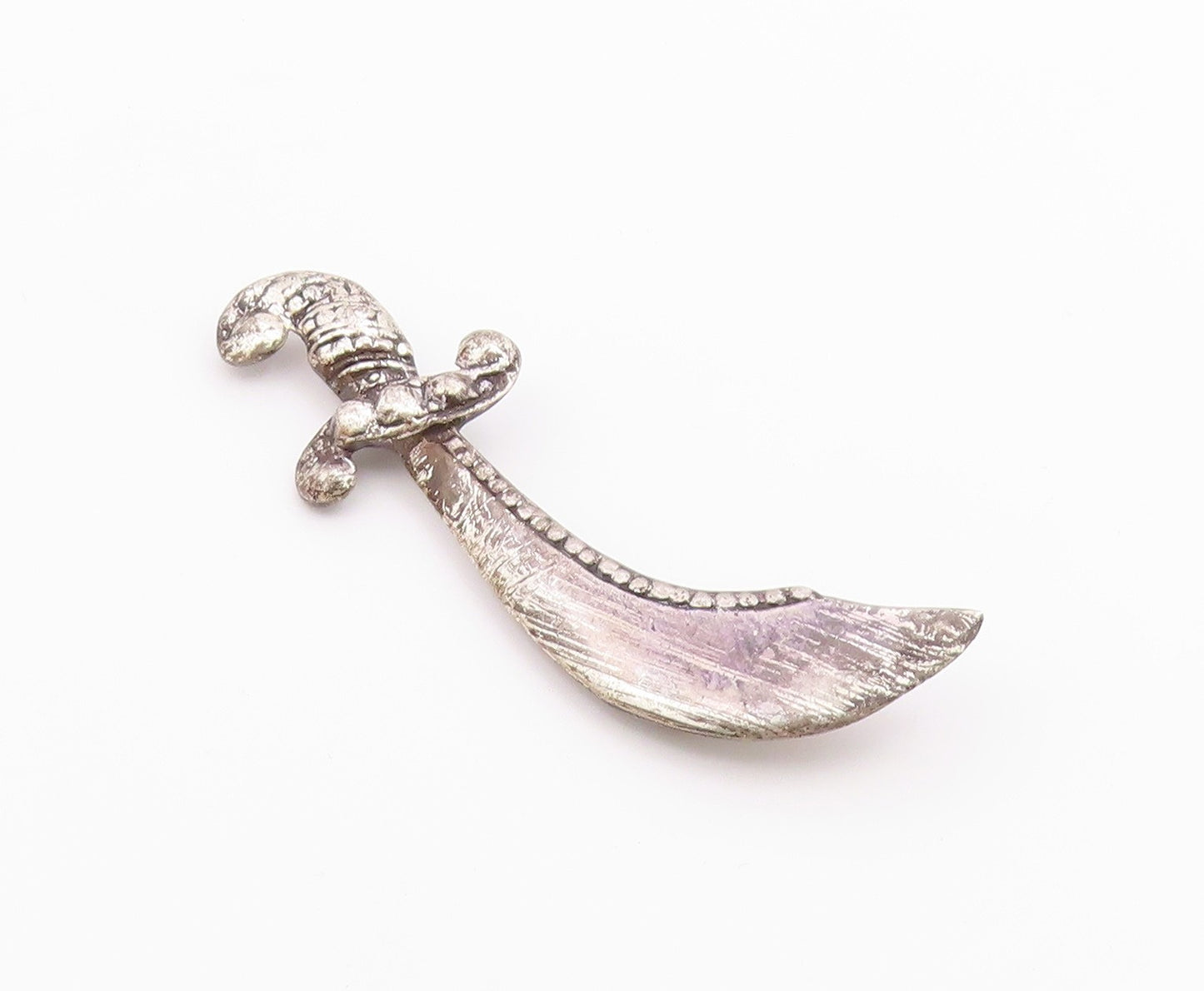 925 Sterling Silver  Vintage Shiny Rustic Dagger Motif Brooch Pin  BP3230