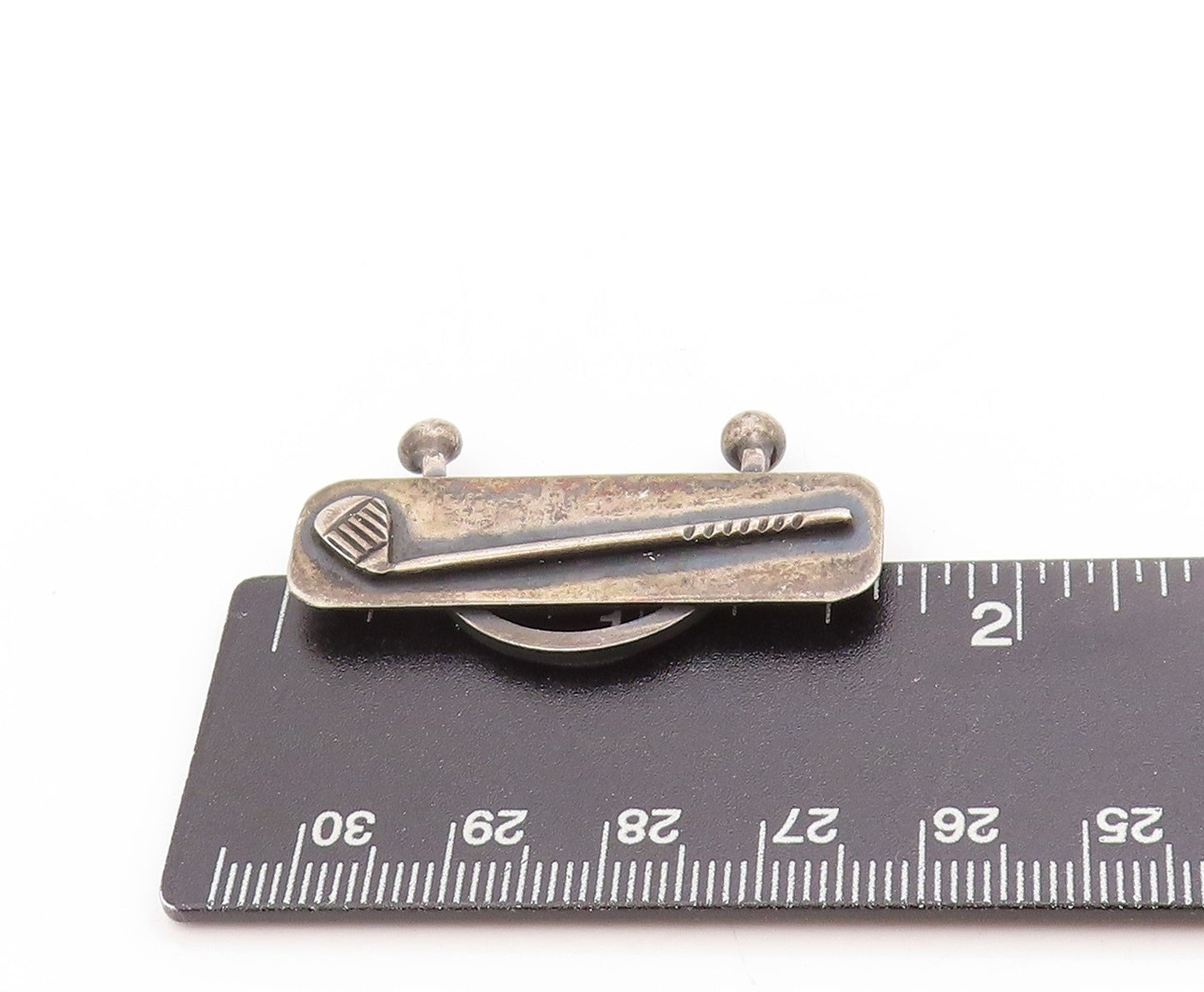 925 Sterling Silver Vintage Brooch Dark Tone Retro Golf Club Lapel Pin  BP11927