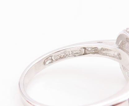 925 Sterling Silver Vintage Ring Designer Cut Cross Neck CZ Inlay  Sz 9  RG31783