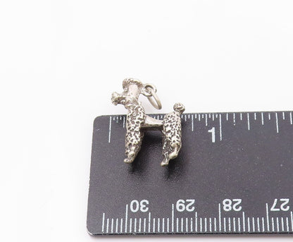 925 Sterling Silver  Vintage Shiny Poodle Dog Chiseled Detail Pendant  PT19287
