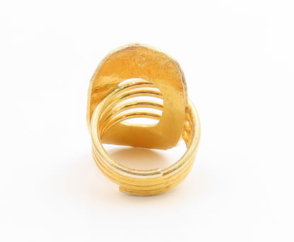 925 Sterling Silver Vintage Ring Gold Plated Bold Hammered Band  Sz 9.5  RG35713