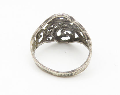 925 Sterling Silver  Vintage Dark Tone Baroque Swirl Band Ring Sz 6.5  RG10720