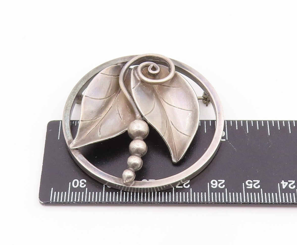925 Sterling Silver Vintage Brooch Pin LA PAGLIA Classic Leaf & Berries  BP12396