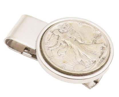 DAVID DONAHUE 925 Silver  Vintage Carved Circular Coin Solid Money Clip TR3581