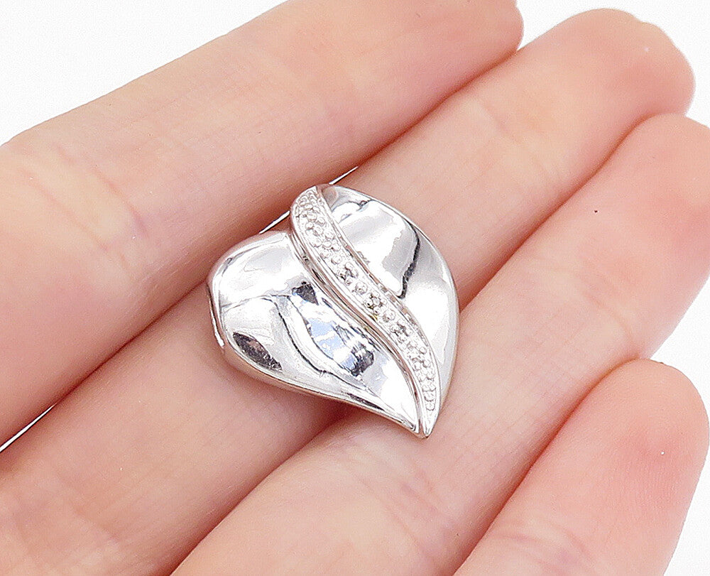 925 Sterling Silver  Genuine Diamonds Daughter Quote Heart Pendant  PT4003