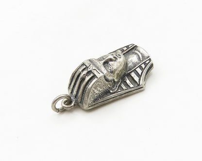 925 Sterling Silver  Vintage Egyptian Pharaoh Head Oxidized Pendant  PT15093