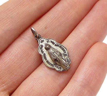 925 Sterling Silver  Vintage Religious Charm Drop Pendant  PT2161