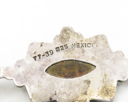 MEXICO 925 Sterling Silver  Vintage Amber Swirl Twist Oxidized Pendant PT14169
