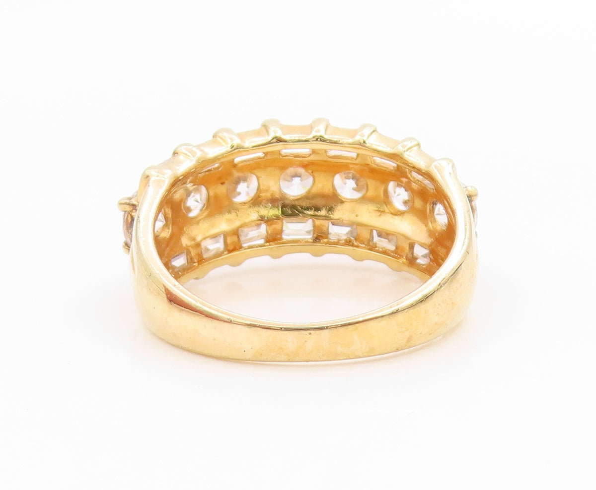 925 Sterling Silver Vintage Ring Gold Plated Topaz Statement Band  Sz 8  RG35990