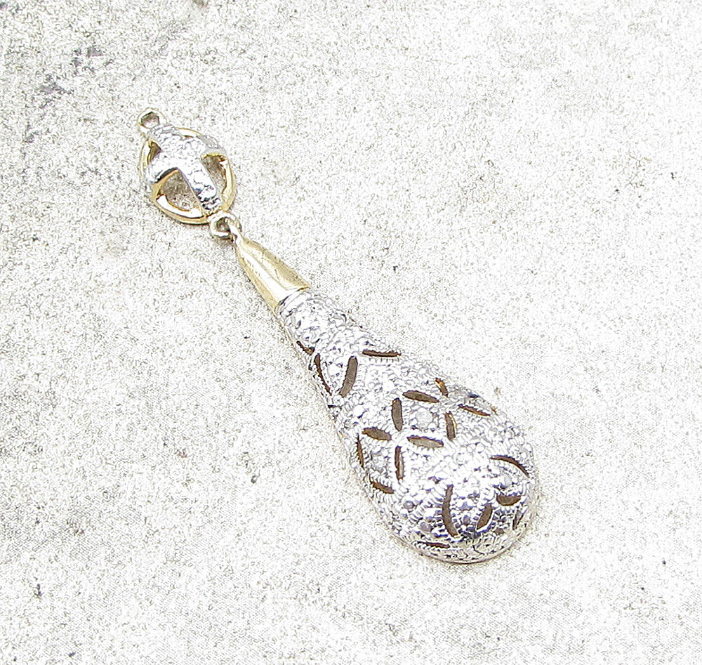 Gold Over 925 Silver  Genuine Diamonds Fancy Dome Cross Drop Pendant  PT1260