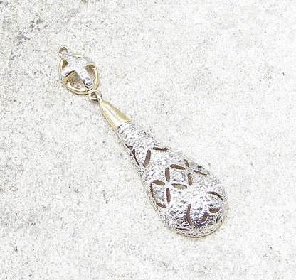 Gold Over 925 Silver  Genuine Diamonds Fancy Dome Cross Drop Pendant  PT1260