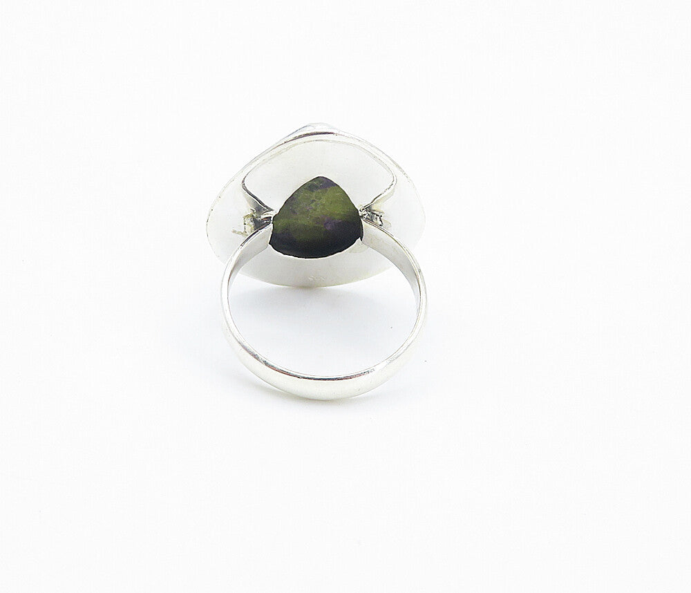 925 Sterling Silver  Pear Shaped Jasper Shiny Twist Cocktail Ring Sz 8  RG8455