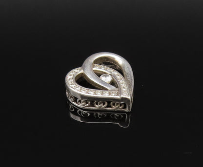 925 Silver  Vintage Dainty Genuine Diamonds Love Heart Charm Pendant  PT21378
