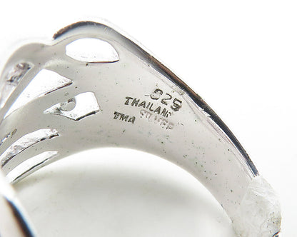 925 Sterling Silver  Shiny Polished Floral Vine Motif Band Ring Sz 10  RG18620