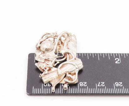 925 Sterling Silver Vintage Pendant Brutalist Solid Sculpture Design  PT26150