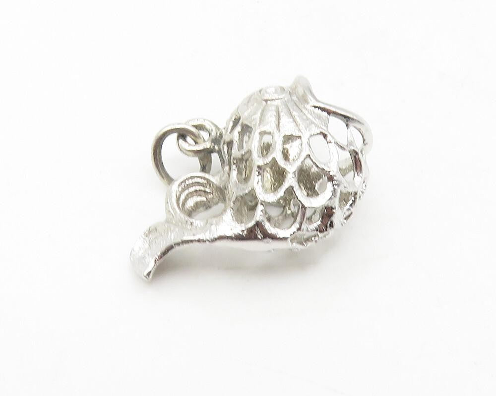 925 Sterling Silver  Shiny Fish Motif Open Mouth Petite Drop Pendant  PT9442