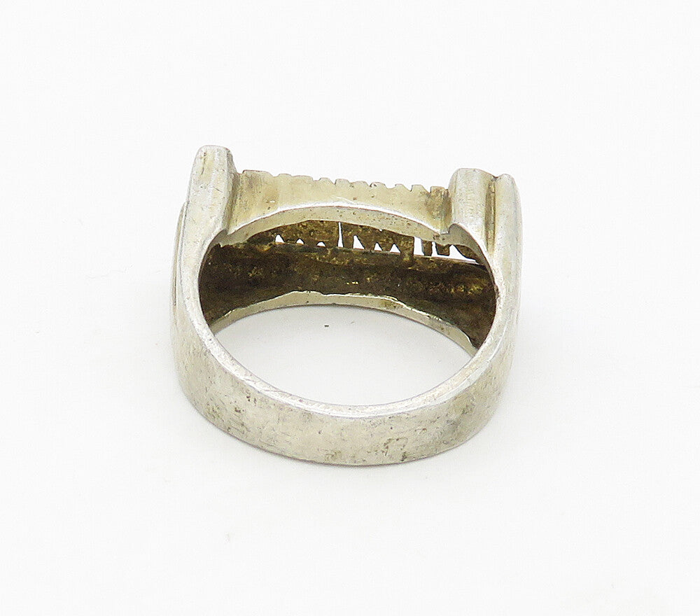 925 Sterling Silver  Vintage Shiny Emanuel Name Band Ring Sz 7.5  RG16880