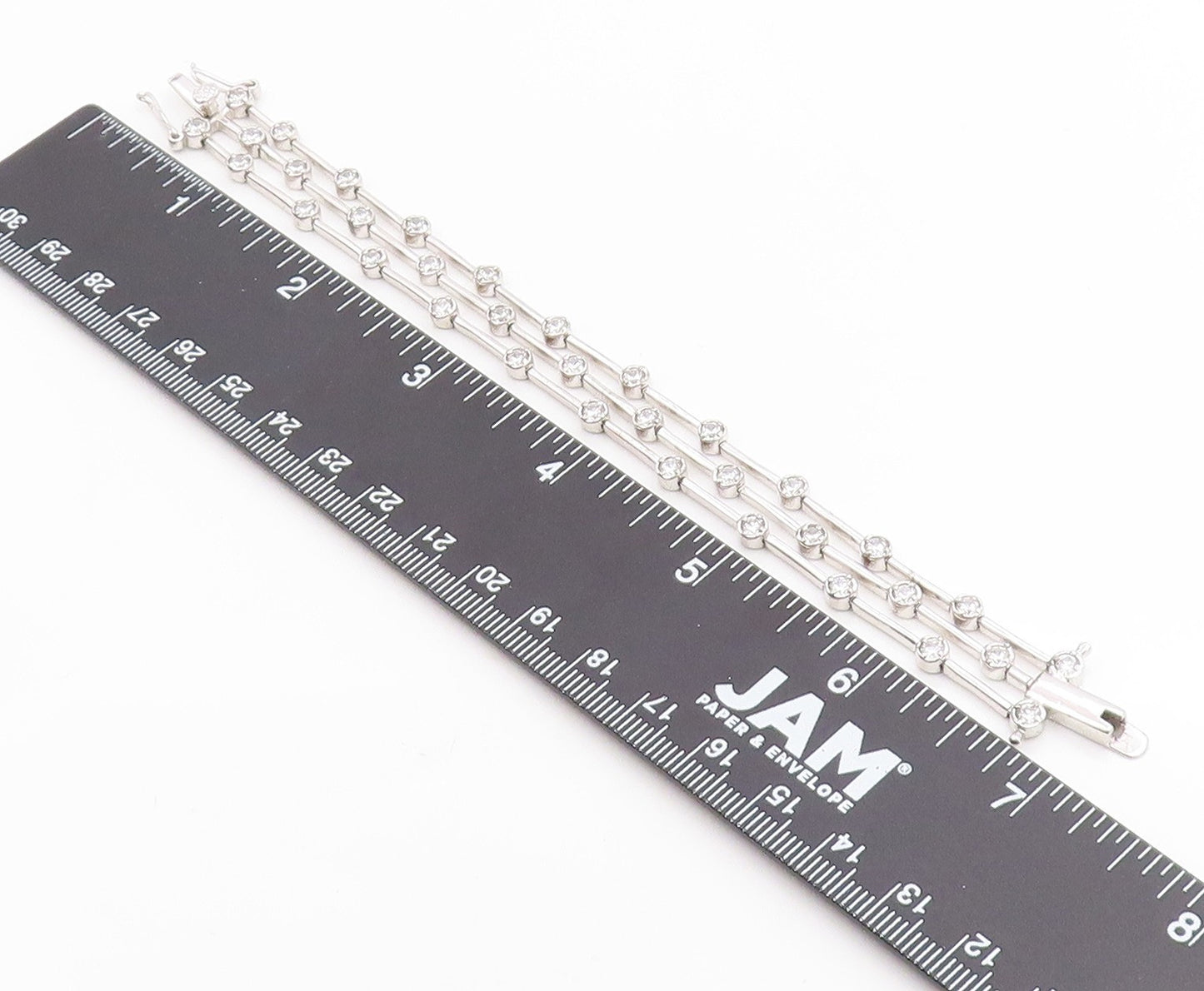 925 Sterling Silver Vintage Bracelet Bezel Set Topaz Multi Strand Link  BT12082