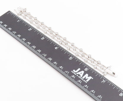 925 Sterling Silver Vintage Bracelet Bezel Set Topaz Multi Strand Link  BT12082