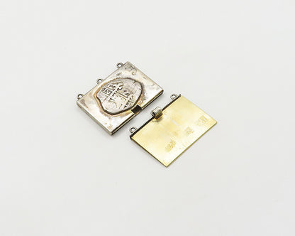 925 Sterling Silver  Vintage Etched Cross Detail Square Necklace Clasp  TR2384