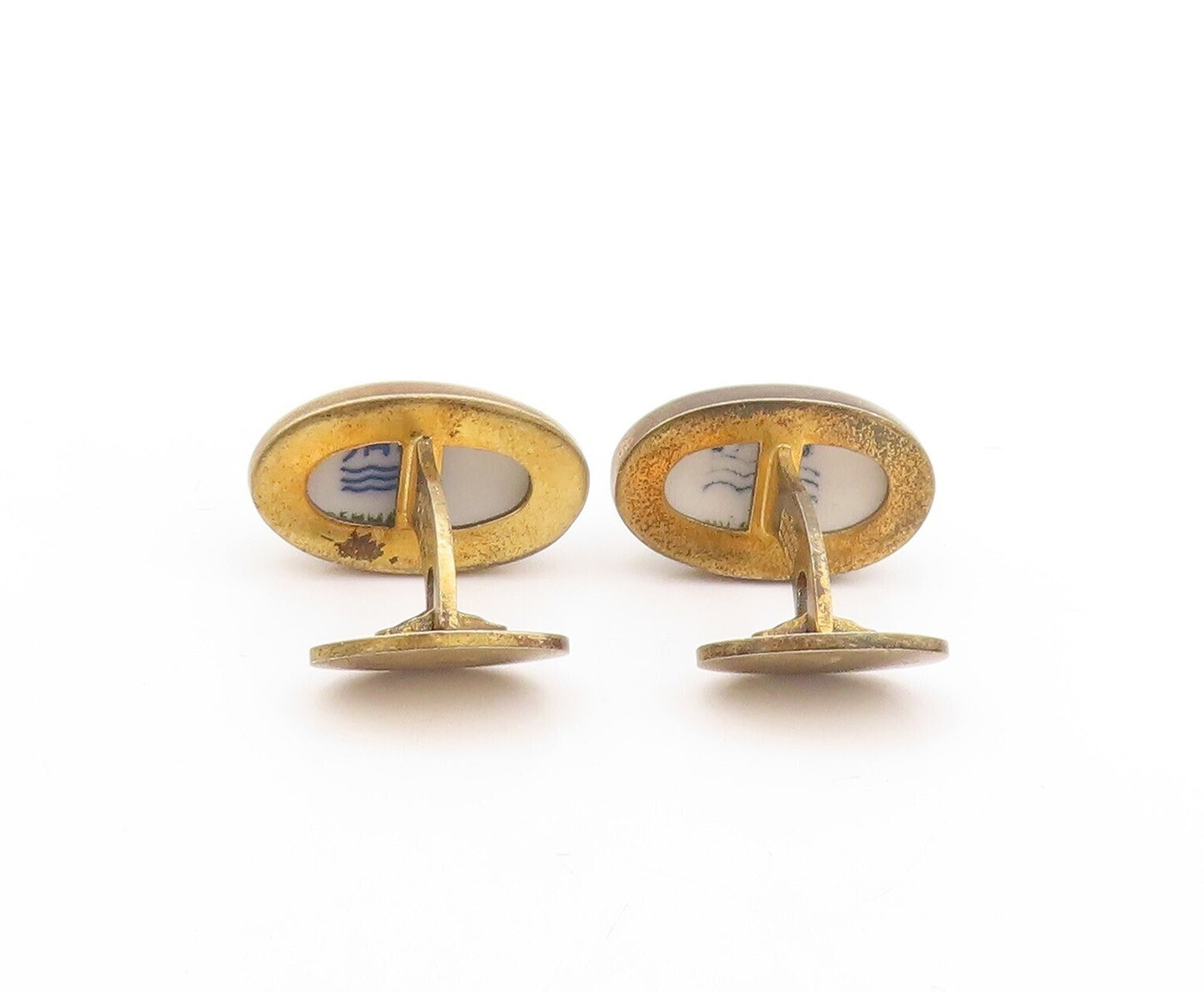 925 Sterling Silver Vintage Cuff Links DRAGSTED DENMARK Oval Gemstone TR3776