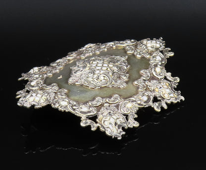 925 Sterling Silver Vintage Antique Victorian Enamel Frame Brooch Pin  BP10004