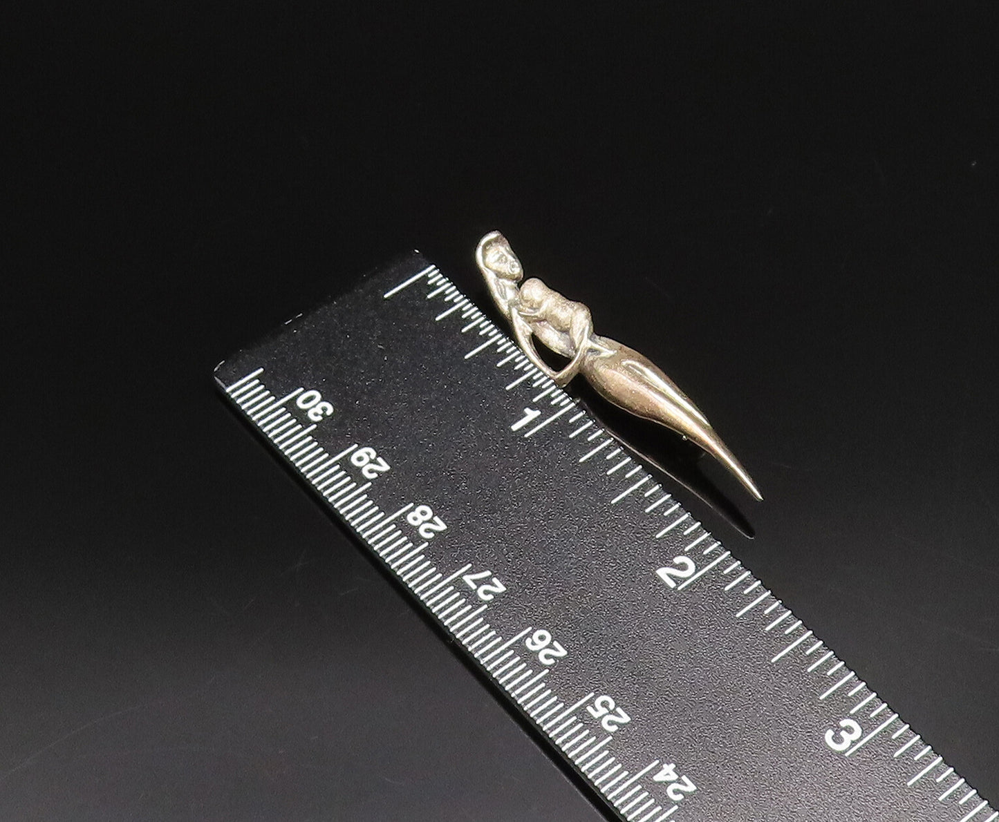 925 Silver  Vintage Mother & Child Love Skinny Pointed Brooch Pin  BP9954
