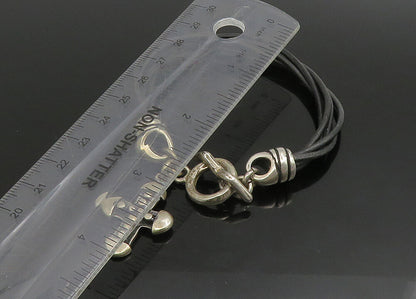 JRI MEXICO 925 Silver   Vintage Religious Cross Leather Rope Bracelet  BT9099