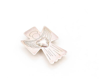 925 Sterling Silver Vintage Brooch Pin CAROLYN POLLACK Angel Cross  BP11307