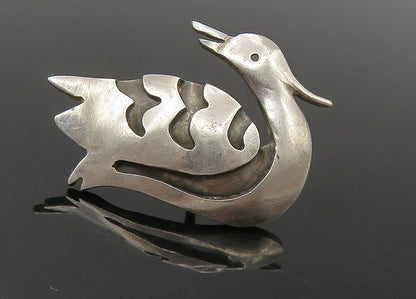 925 Sterling Silver  Vintage Antique Oxidized Detail Swan Lapel Pin  TR1703