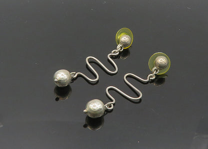 925 Sterling Silver  Vintage Shiny Ball Bead Swirl Dangle Earrings  EG10093