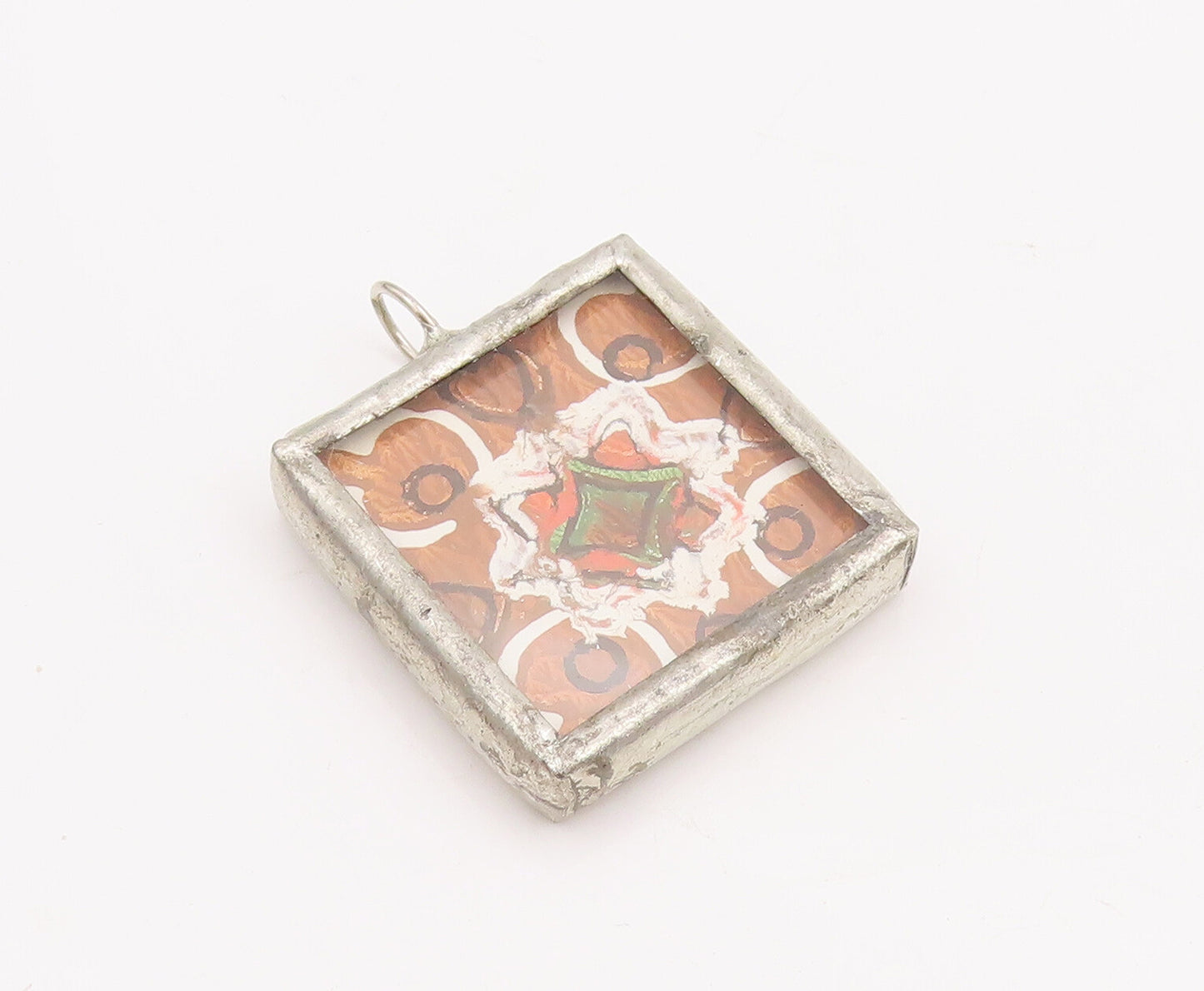 925 Sterling Silver Vintage Pendant Antique Framed Square Musical Sheets PT22878
