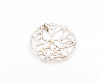 925 Sterling Silver Vintage Pendant Openwork Floral Design Cutout Medal  PT25662