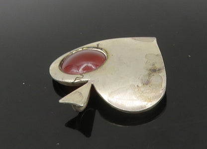 ISRAEL 925 Sterling Silver  Vintage Carnelian Love Heart Pendant  PT18645