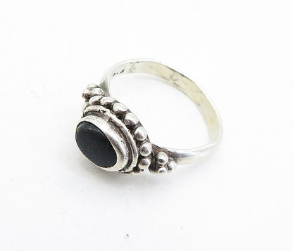 925 Sterling Silver  Vintage Black Onyx Dome Cluster Band Ring Sz 7.5  RG5034