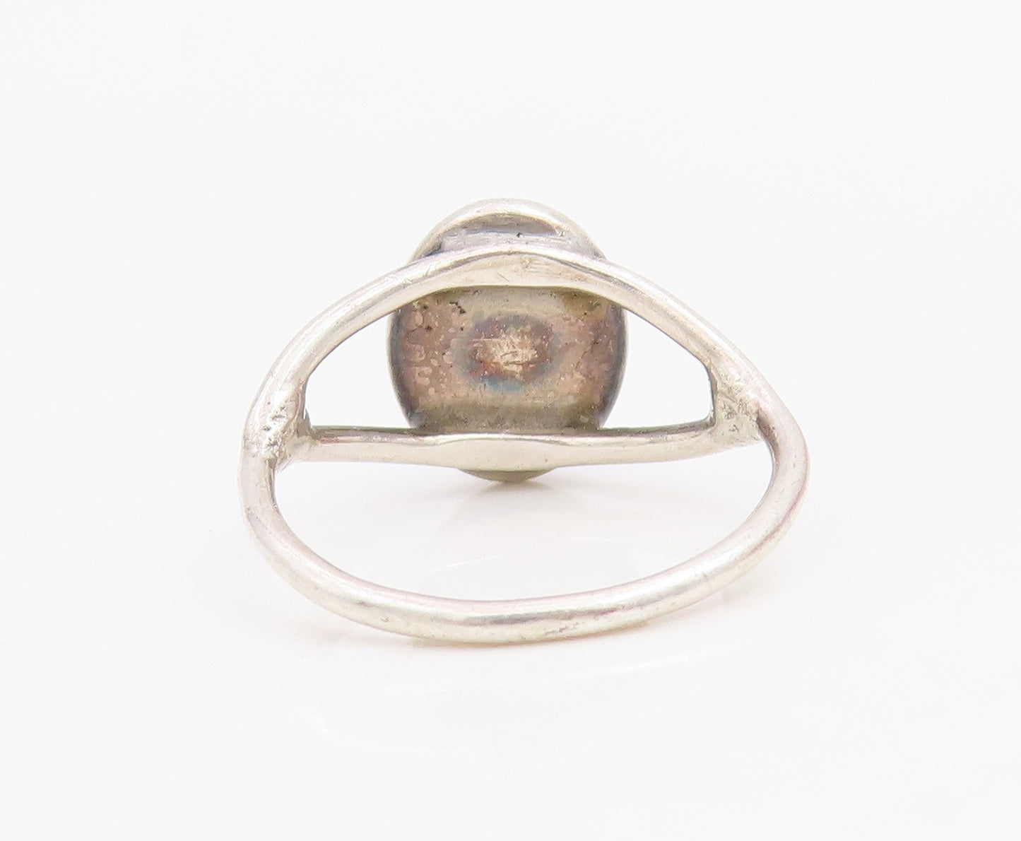 925 Sterling Silver Vintage Ring Minimalist Hematite Split Band  Sz 5  RG34814