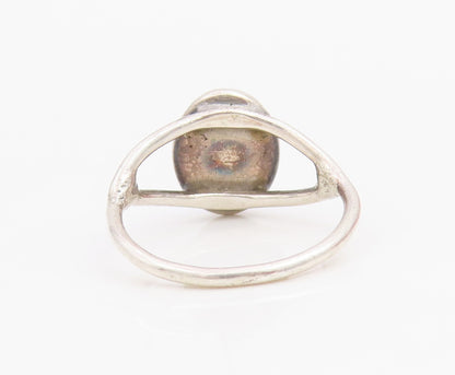925 Sterling Silver Vintage Ring Minimalist Hematite Split Band  Sz 5  RG34814