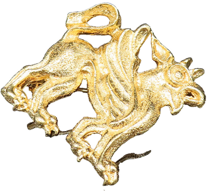 925 Sterling Silver  Vintage Carved Gold Plated Dragon Brooch Pin  BP9553