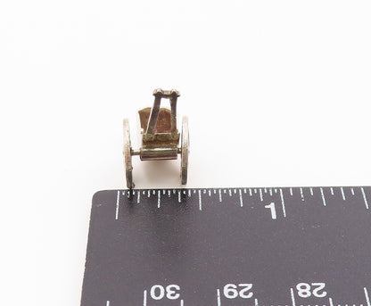 925 Sterling Silver  Vintage Petite Wheelbarrow Shiny Pendant  PT17611
