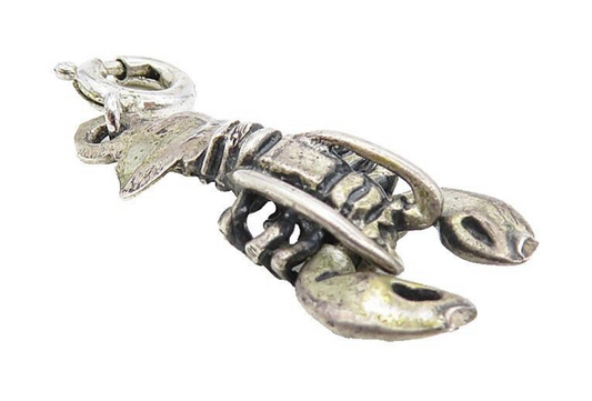 925 Sterling Silver  Vintage Petite Dark Tone Lobster Motif Pendant  PT6979