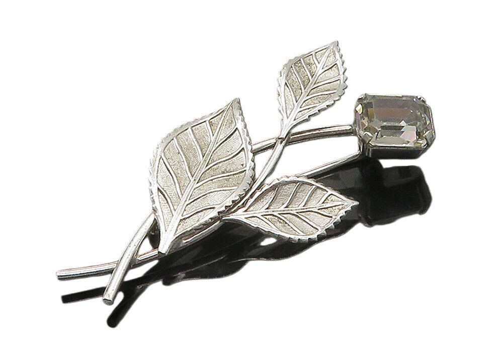 VAN DELL 925 Sterling Silver  Shiny Topaz Single Flower Brooch Pin  BP6608